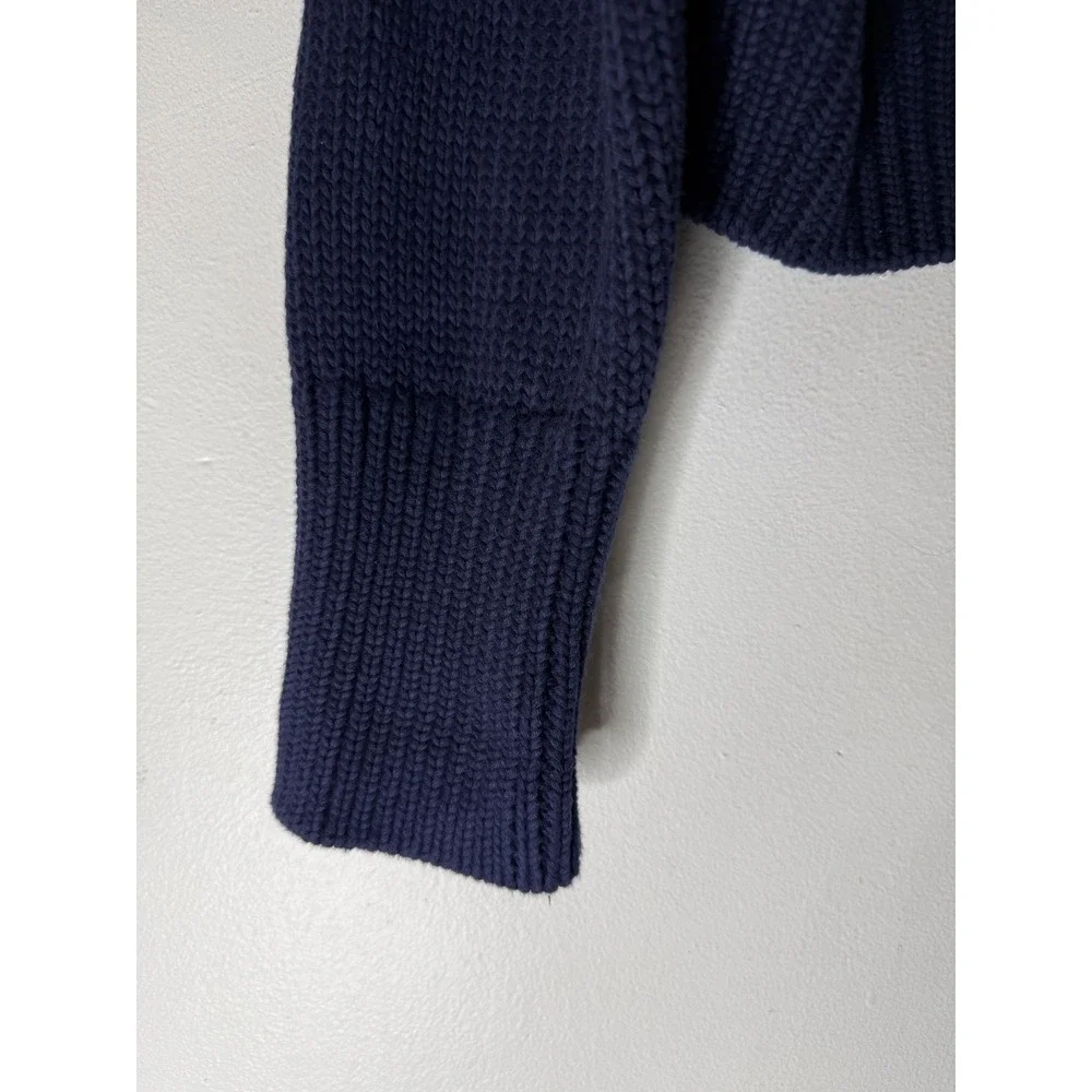 Caroline constas cropped navy cotton cardigan cream buttons small